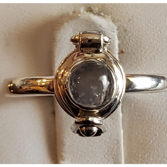 Jewelry - Genuine Rainbow Moonstone Poison  Box Ring Size 8